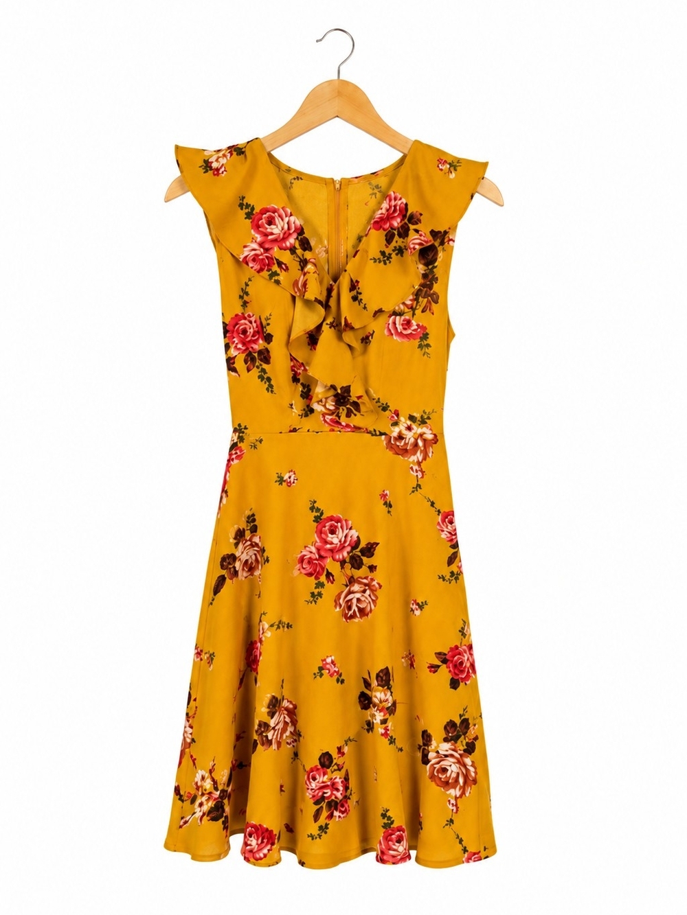 Altar'd State Mustard Yellow Floral Midi Dress